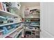 Organized pantry with white shelving units, providing ample storage space at 917 Sequoia Ridge Dr, Fuquay Varina, NC 27526