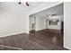 Spacious living room with an open layout and hardwood floors at 124 Currituck Ln, Durham, NC 27703