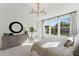 Bright bedroom featuring large windows, neutral tones, and a modern light fixture at 1259 Shaw View Alley # 101, Raleigh, NC 27601