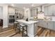 Stylish kitchen with stainless steel appliances, gray cabinets, a white subway backsplash and modern countertops at 2212 Jollay St, Durham, NC 27703