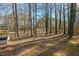 View of the spacious wooded backyard featuring tall trees at 2520 Summit Ln, Creedmoor, NC 27522