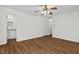 Bedroom features hardwood style floors, ceiling fan, and an ensuite bathroom at 2520 Summit Ln, Creedmoor, NC 27522