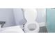 This bathroom has a standard toilet and other essential fixtures at 2918 Kanewood Dr, Durham, NC 27707
