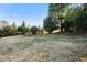 Large backyard featuring a brick retaining wall and a wide variety of bushes and trees at 3074 Granville Dr, Raleigh, NC 27609