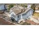 Aerial view of landscaped back yard and exterior elevation at 5412 Farley Dr, Raleigh, NC 27609