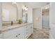 A new bathroom with double vanity, granite counters, tile flooring, and a glass shower at 99 Preserve Dr, Benson, NC 27504
