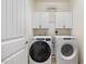 Laundry room with a washer and dryer, and white cabinets for storage at 99 Preserve Dr, Benson, NC 27504