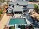Stunning aerial view of a home with a large backyard, swimming pool, and patio perfect for outdoor living at 1520 Grand Willow Way, Raleigh, NC 27614