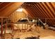 View of attic featuring unfinished wood framing and ample natural light from a dormer window at 2001 Carrington Dr, Raleigh, NC 27615
