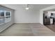 Bright, open floorplan living room with neutral color palette, and stainless steel appliances at 2005 Silent Bend Dr, Durham, NC 27704