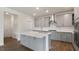 Stylish kitchen with gray cabinets, stainless steel appliances, and a center island for food preparation at 273 Umstead St, Sanford, NC 27330