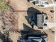 Aerial view showcases the home's spacious back yard, mature trees, and roof details at 429 Teague St, Wake Forest, NC 27587
