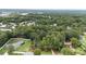 Aerial view of the property surrounded by lush greenery and mature trees in a serene setting at 4705 Bernie Pl, Raleigh, NC 27616