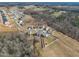 Neighborhood aerial view with a blend of tree-lined streets and green spaces at 492 Arlie Ln, Lillington, NC 27546