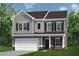 Charming two-story home with gray siding, a two-car garage, and a covered front porch at 53 Mildred Pl, Broadway, NC 27505