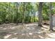Spacious backyard with trees and wood deck, perfect for enjoying nature and outdoor relaxation at 567 Howard Tant Rd, Zebulon, NC 27597