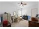 Bedroom featuring a makeup vanity with generous lighting and ample storage options at 82 Wood Valley Dr, Four Oaks, NC 27524