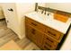 Charming bathroom featuring a modern vanity with quartz countertop and matte black hardware at 106 Choptank Ct # B3, Cary, NC 27513