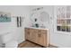 Modern bathroom featuring a double sink vanity and stylish lighting at 107 Kingsmill Rd, Cary, NC 27511