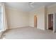 Spacious bedroom features neutral carpet, light walls, crown molding, and ceiling fan at 1324 Vanagrif Ct, Wake Forest, NC 27587