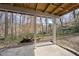 The back porch features an unfinished roof and a view of the wooded backyard at 2004 Beecham Cir, Raleigh, NC 27607