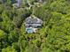 Expansive property featuring a luxurious home, private pool, and lush landscaping in a serene, wooded setting at 219 Colvard Park Dr, Durham, NC 27713