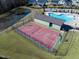 Aerial view of basketball court and swimming pool in a well manicured community at 3460 Willow Green Dr, Apex, NC 27502