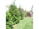 View of a lush green yard with evergreens along a fence creating a private and natural border at 401 Lawton Dr, Haw River, NC 27258