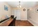 Dining room featuring a hanging light fixture, hardwood flooring, and a closet at 5816 Pointer Dr # 102, Raleigh, NC 27609
