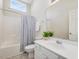 Cozy bathroom showcasing a shower and vanity with tile flooring at 5910 Lacebark Ln, Durham, NC 27713