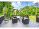 Relax on this charming back deck, furnished with comfortable seating and offering a serene outdoor space at 601 Lee St, Durham, NC 27701