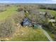 Charming farmhouse aerial view showing covered front porch and green landscape at 7055 Old 421 Rd, Liberty, NC 27298