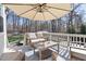 Relaxing outdoor deck with comfortable seating, perfect for enjoying the beautiful backyard view at 804 Chancellors Ridge Dr, Durham, NC 27713