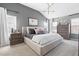 Spacious bedroom with a neutral color palette, vaulted ceiling, and large windows offering plenty of light at 804 Chancellors Ridge Dr, Durham, NC 27713