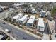 Aerial view of modern homes in a residential neighborhood, showcasing their unique architectural designs and community layout at 813 N Mangum St, Durham, NC 27701