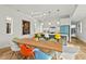 Modern dining area with colorful chairs and a view of the open-concept kitchen at 813 N Mangum St, Durham, NC 27701