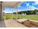 Relaxing outdoor patio with a concrete floor and a view of the beautiful, lush lawn at 9315 Turkey Way, Middlesex, NC 27557