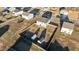 Aerial view of backyard: fully fenced with sheds and garden plots at 95 Westbrook Ln, Franklinton, NC 27525