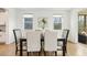 Dining area featuring modern furniture, natural light, and view of the screened patio at 143 Rossell Park Cir, Garner, NC 27529