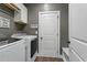 Efficient laundry room with modern washer and dryer, ample storage, and a convenient folding area at 1720 Waddell Ct, Durham, NC 27703