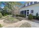 Charming backyard landscape with stone path, garden, and a relaxing screened-in porch at 206 S Salem St, Apex, NC 27502