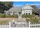 Charming home features a beautiful yard, white picket fence, covered porch, and bay window for curb appeal at 206 S Salem St, Apex, NC 27502