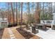 Spacious backyard featuring outdoor seating, a well-maintained lawn, and mature trees at 3212 Oxford Dr, Durham, NC 27707