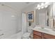 Clean bathroom with shower-tub combination and a classic vanity at 3732 Coach Lantern Ave, Wake Forest, NC 27587