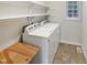 Functional laundry room with a washer, dryer, shelves and window at 4050 Brooksdale Dr, Franklinton, NC 27525