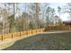 Back yard with wooden fence and mature trees provides great privacy at 4940 Heathshire Dr, Raleigh, NC 27616