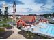 Aerial view of a community pool with red barn style amenity center at 50 Sneed Ln, Fuquay Varina, NC 27526