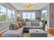 Inviting living room with large windows, comfortable seating, and modern lighting at 506 N Mangum St # 303, Durham, NC 27701