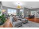 Spacious living room with cozy sofa, city views from large windows, and access to the dining area at 506 N Mangum St # 303, Durham, NC 27701