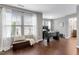 Bright home office offers ample sunlight from three large windows and wood flooring at 624 Metro Station, Apex, NC 27502